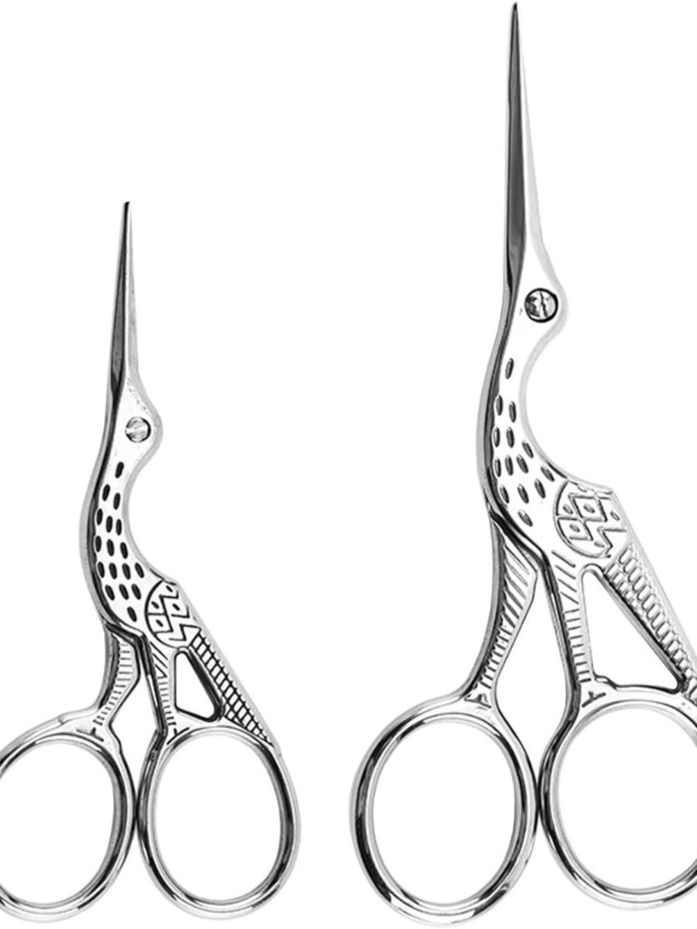 2PCS Vintage Stork Shape Sewing Scissors Stainless Steel Scissors